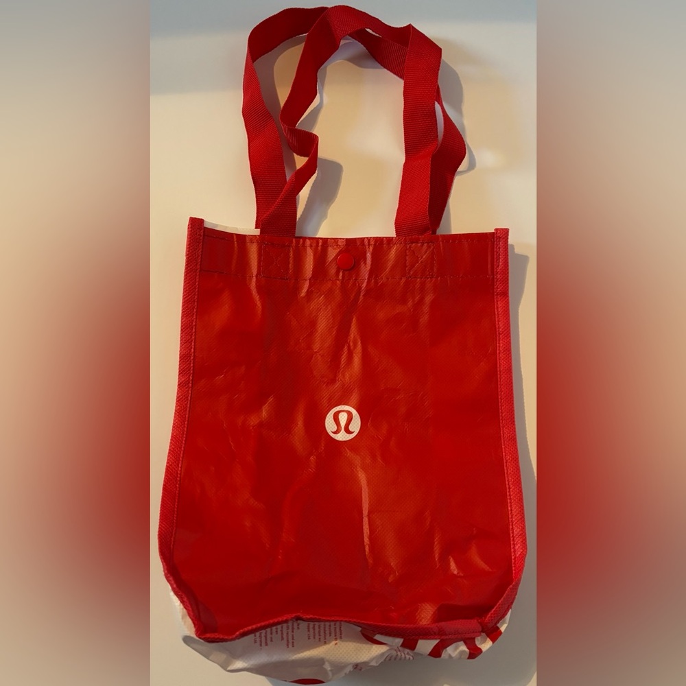 Lululemon Reusable Tote Bag Red White Logo Shopping Gym Carry Bag